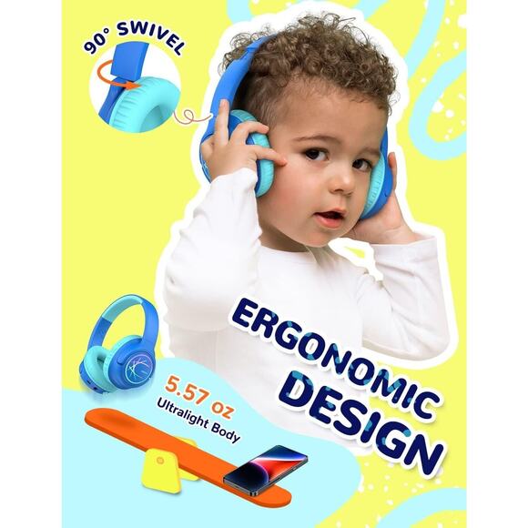 iClever Kids Bluetooth Headphones with LED Lights, Safe Volume - Picture 5 of 5
